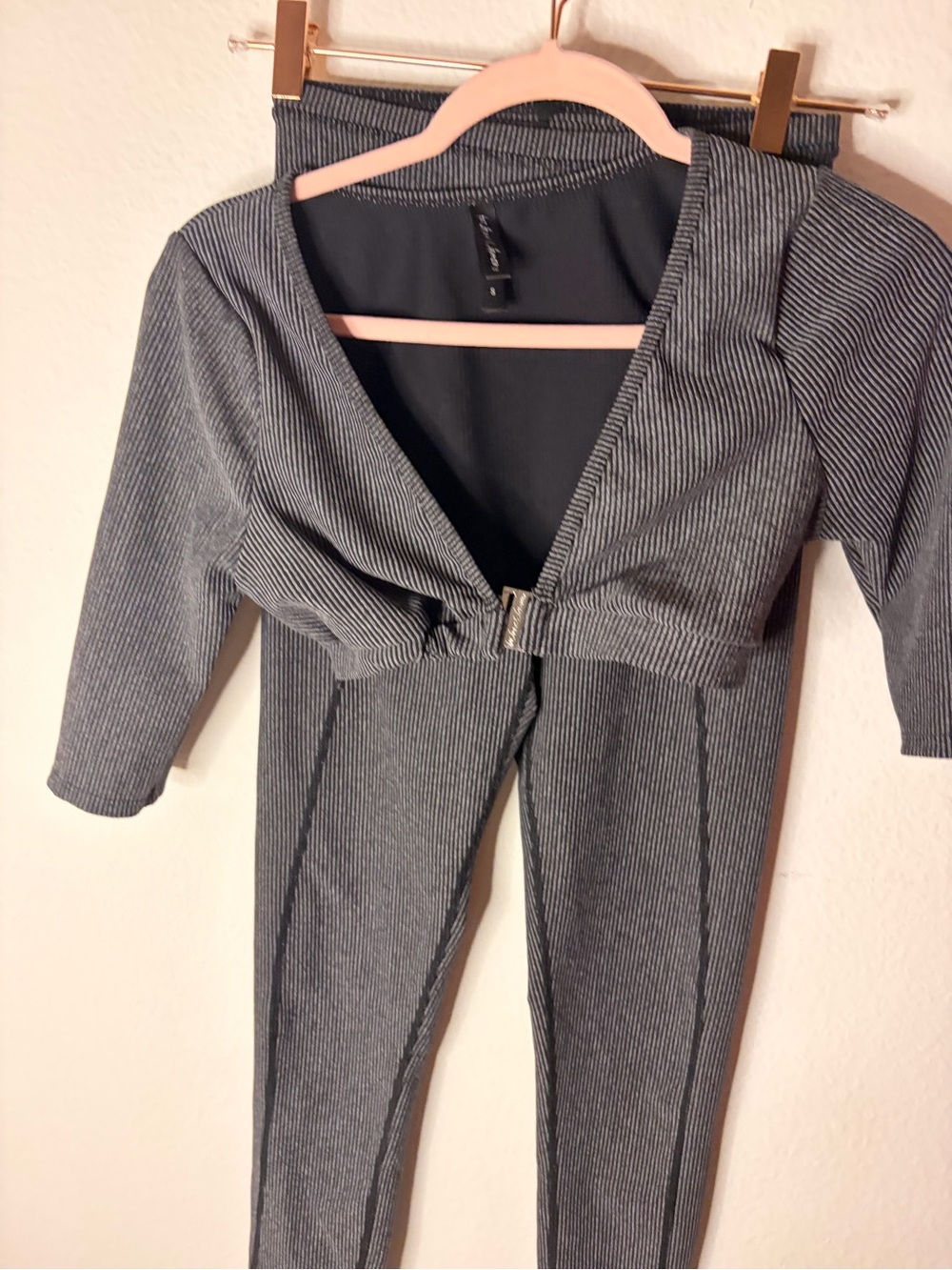 For Love And Lemons Black & White Pinstripe Jumpsuit Set